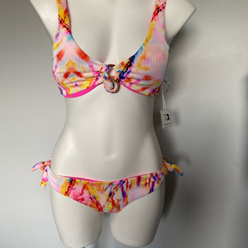 TiniBikini Hot Pink & Multicolor Tie-Dye Bikini Bottom
